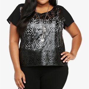 Torrid Perforated Front Faux Leather Top
